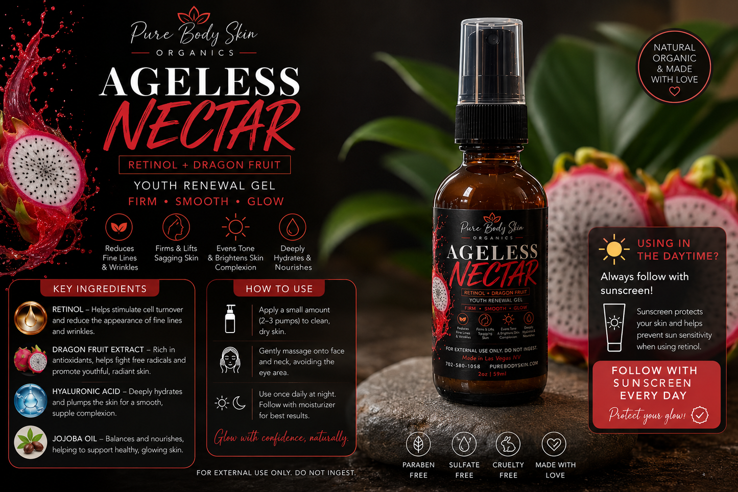 Discover Ageless Nectar: The All-Organic Face Serum with Vitamin A & Green Tea Antioxidants