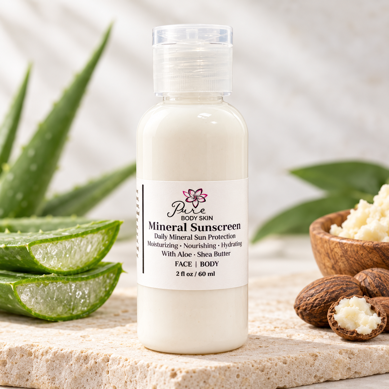 Mineral Sunscreen with Zinc Oxide – 2 oz by Pure Body Skin