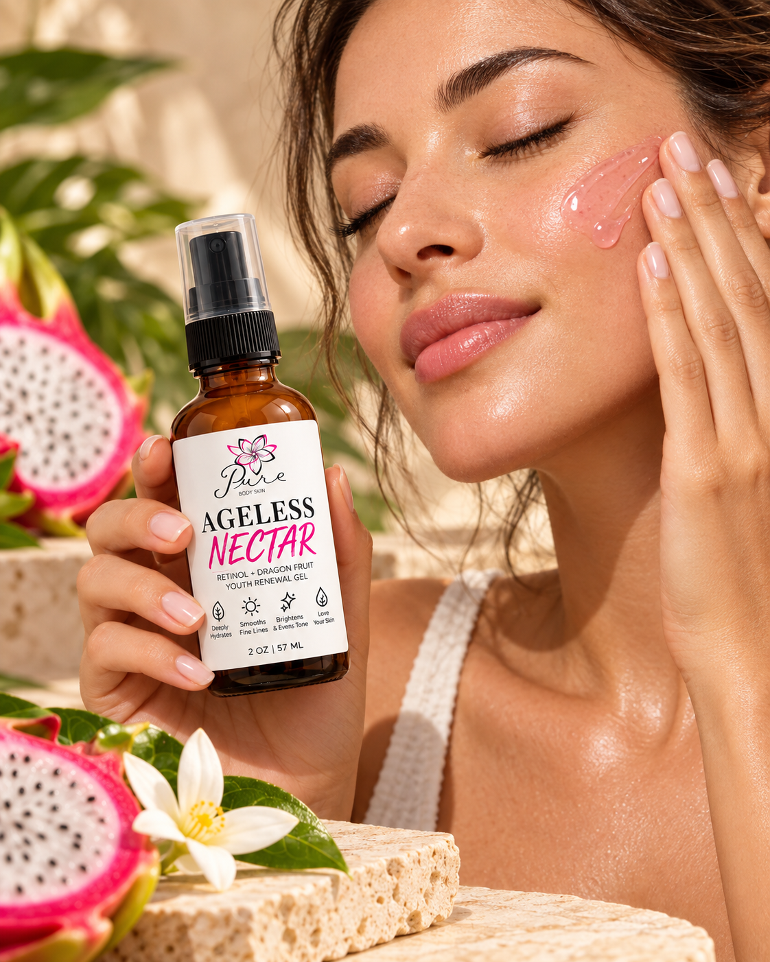 Ageless Nectar Retinol & Hyaluronic Acid Face Serum by Pure Body Skin - photo 2