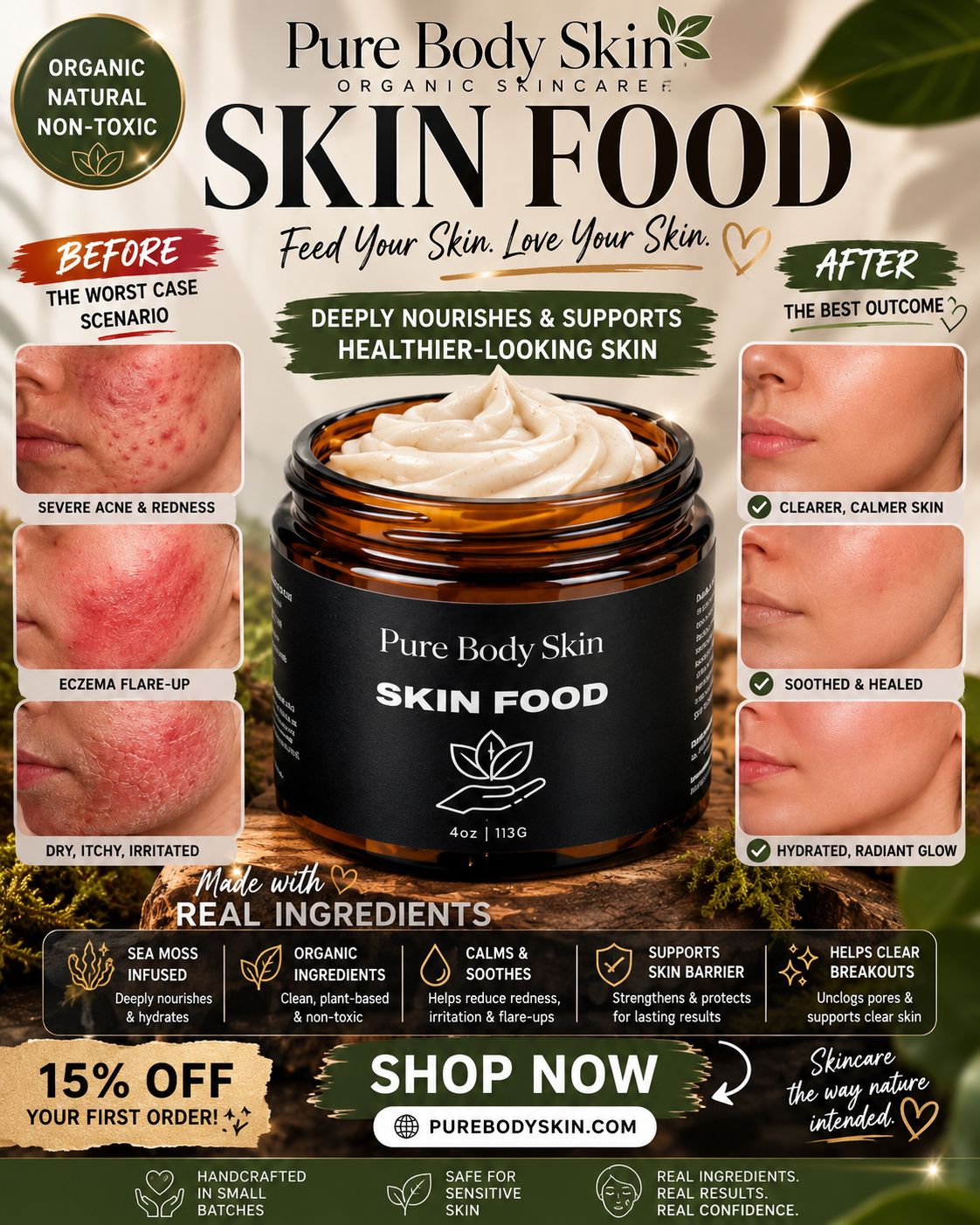 
                  
                    Skin Food Sea Moss Face Cream - Anti-Aging Organic Moisturizer | Pure Body skin
                  
                