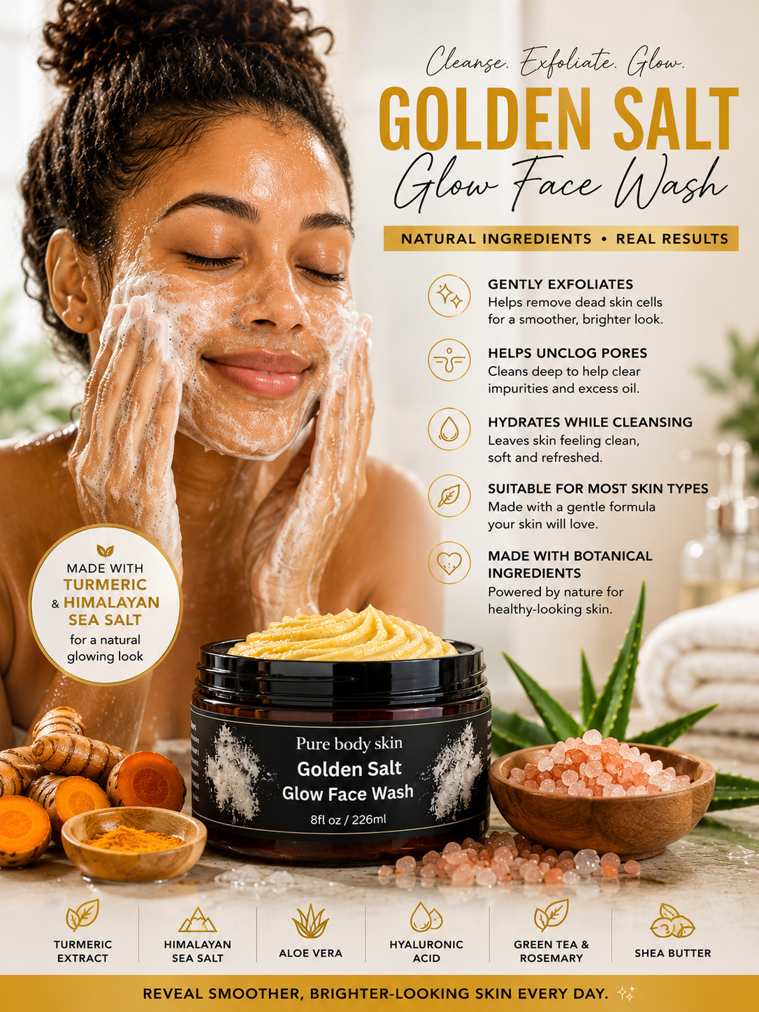 Golden Glow Cleanse Face Wash | Turmeric & Himalayan Salt
