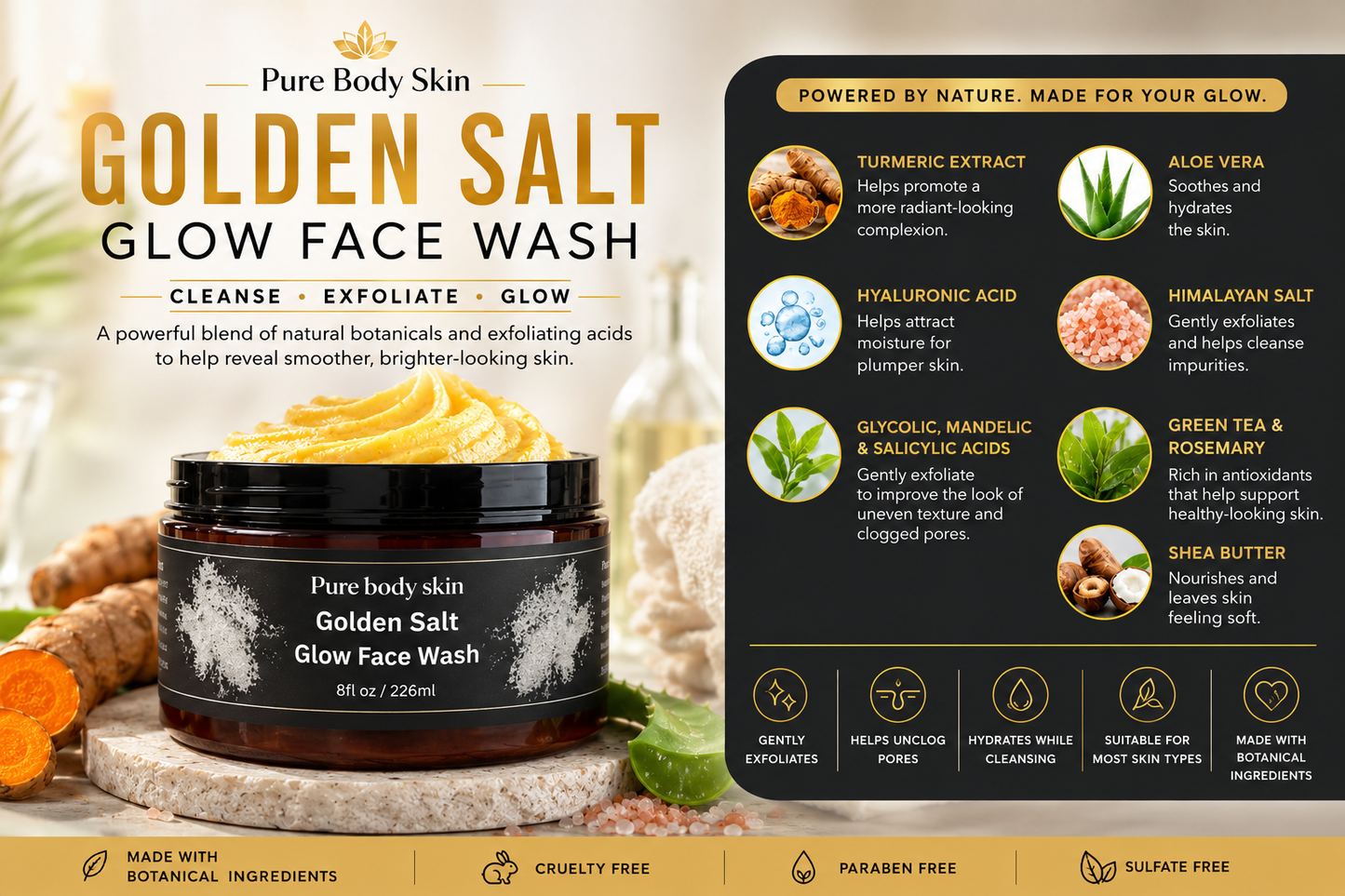 Golden Glow Cleanse Face Wash | Turmeric & Himalayan Salt