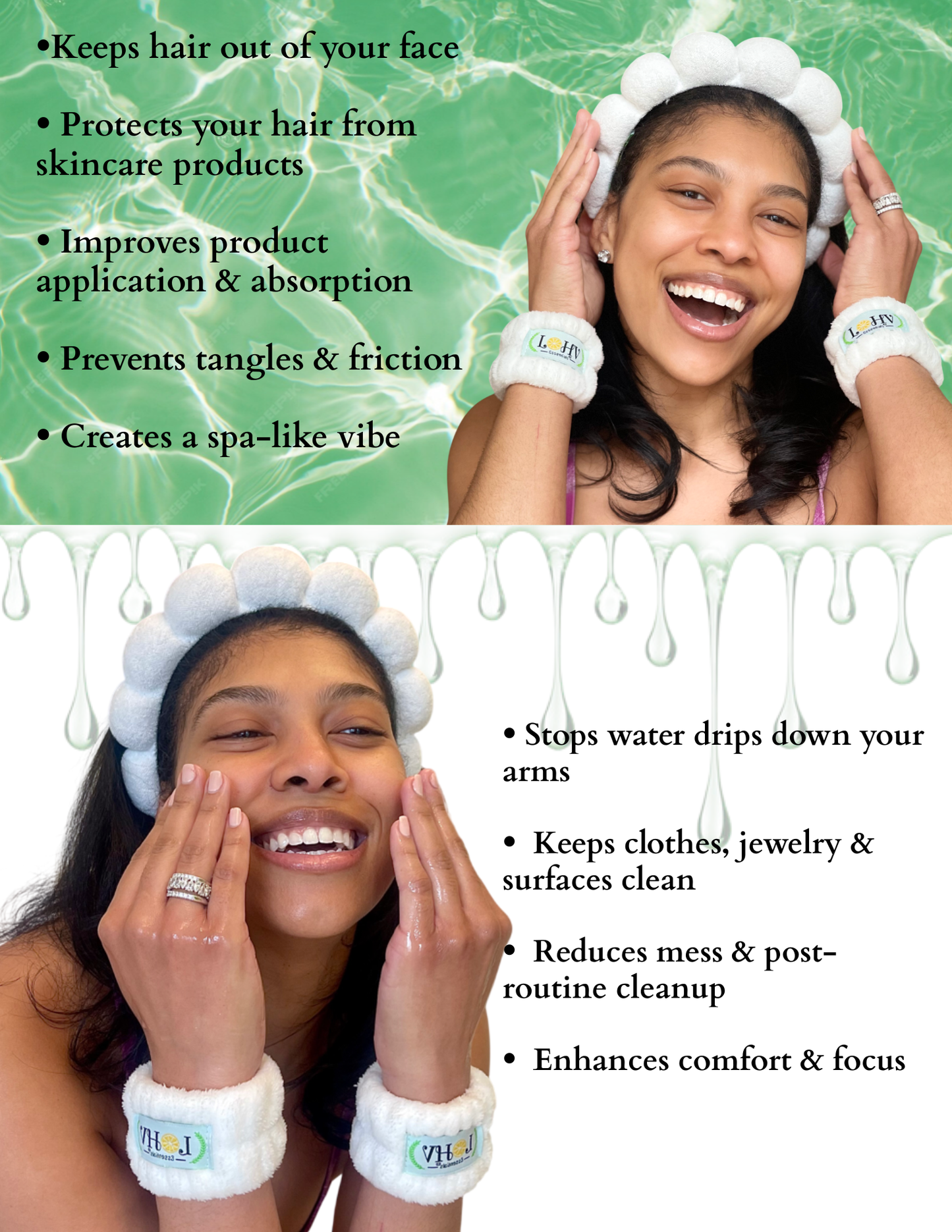 
                  
                    LOHV Band Spa Set – Spa Headband + Absorbent Cozy Wristbands by Pure Body Skin - photo 3
                  
                
