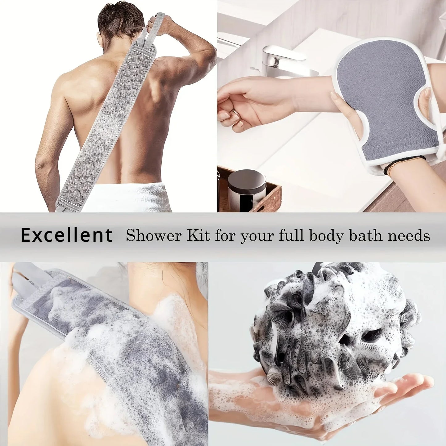 
                  
                    Exfoliating Body Scrubber Set - Includes Back Scrubber, Bath Glove And Shower Bath Sponge Loofah - Deep Cle by Pure Body Skin
                  
                