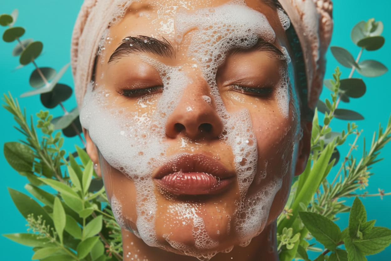 Serum dripping off organic botanicals