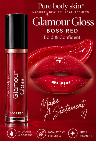
                  
                    Pure Body Skin Glamour Gloss Boss Red red high-shine lip gloss
                  
                
