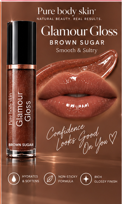 
                  
                    Pure Body Skin Glamour Gloss Brown Sugar brown high-shine lip gloss
                  
                