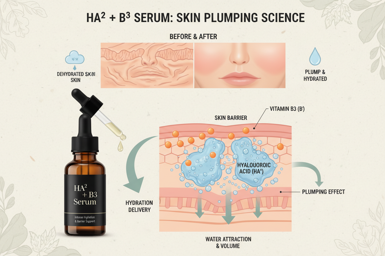How HA² + B³ Serum plumps skin