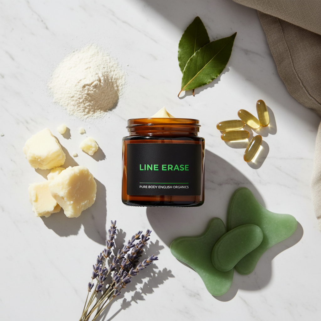 Line Erase butter in brown glass jar