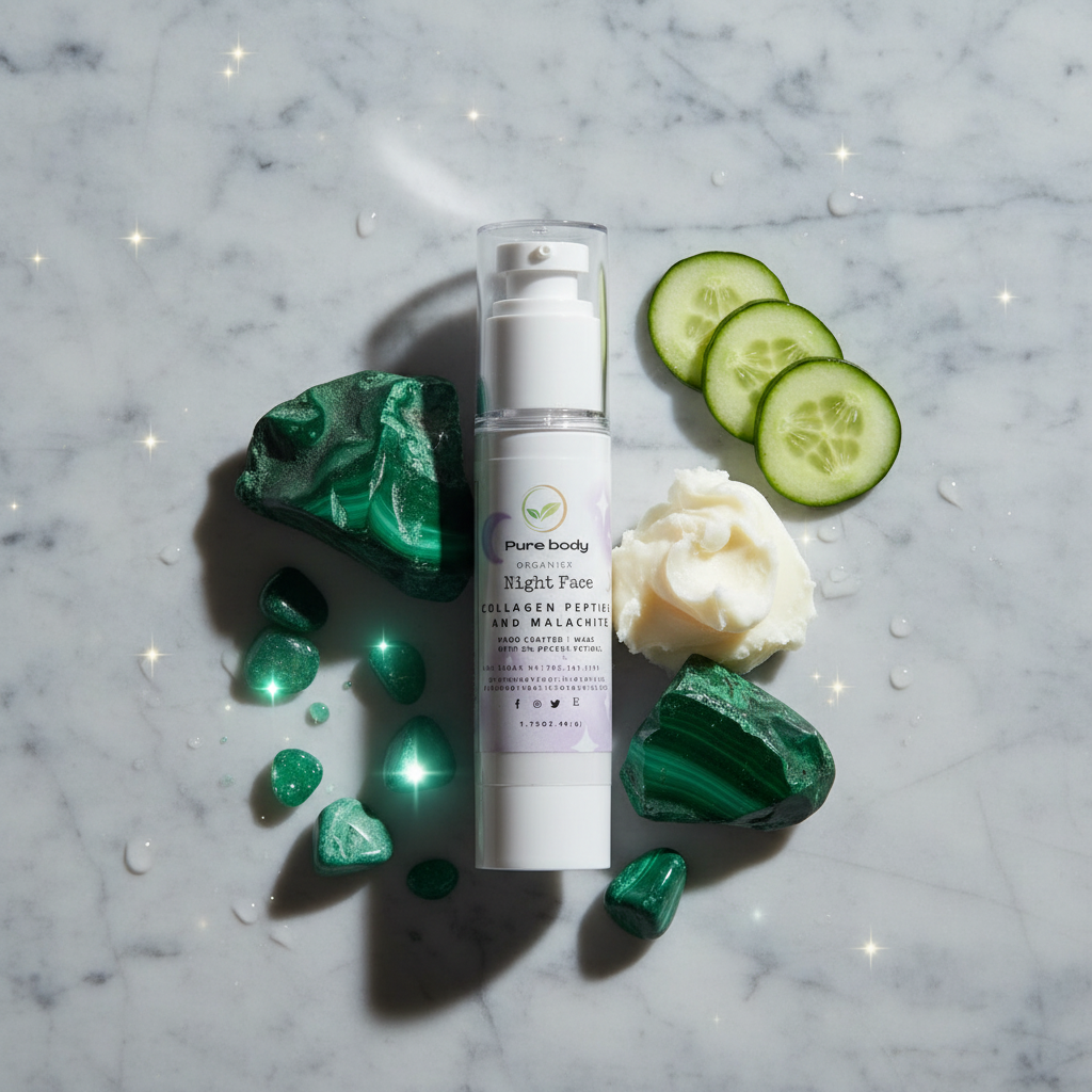 Night Face Serum with Malachite, Shea Butter and Cucumber