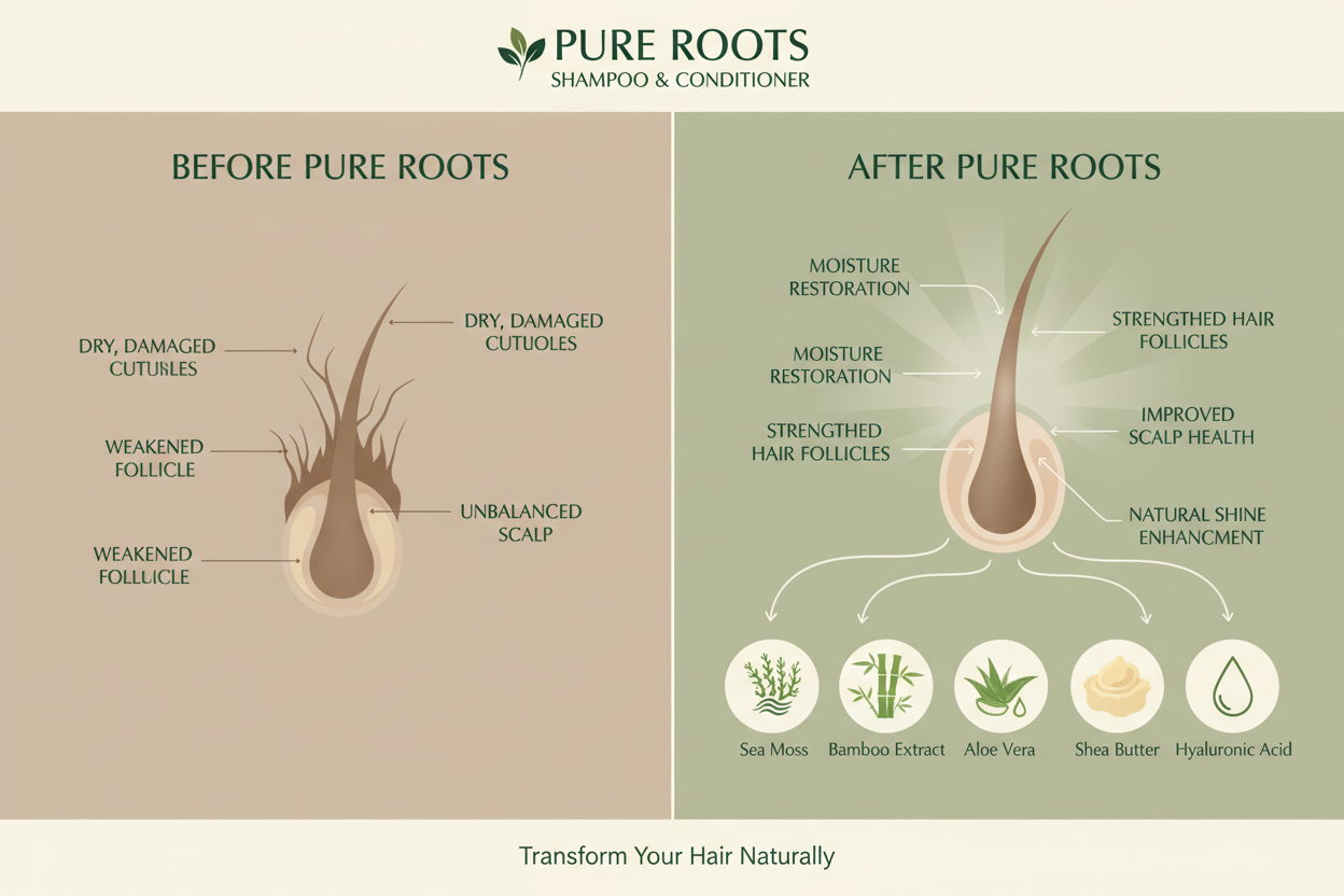 
                  
                    Pure Roots Hair Benefits Diagram
                  
                
