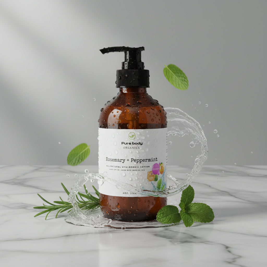 Rosemary + Peppermint Hyaluronic Lotion in Brown Glass Pump